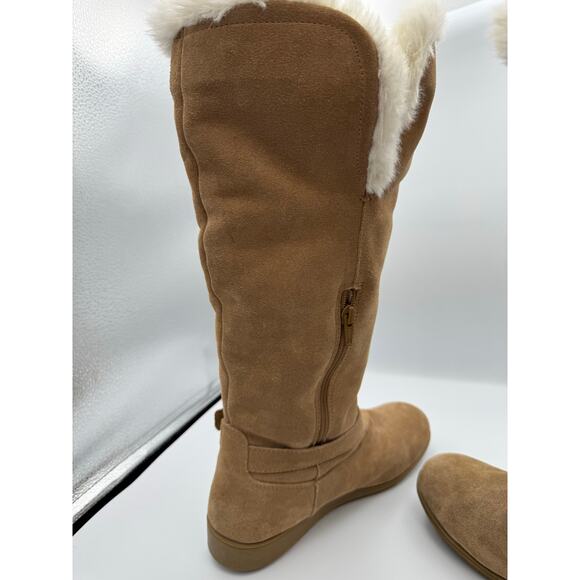 Lands End Tall Brown Boots with Faux Fur, Size 10 - Picture 5 of 10